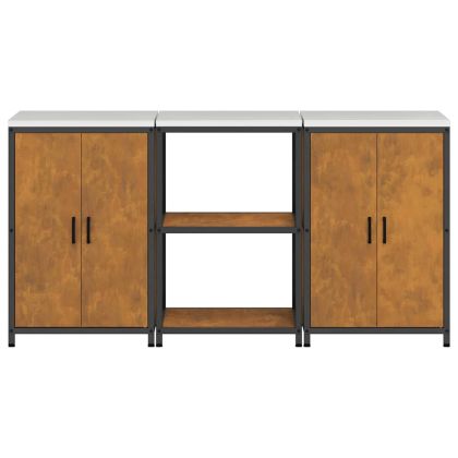 Комплект за кухненско съхранение с рафт 3 pcs Ръждясало Стомана