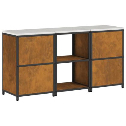 Комплект за кухненско съхранение с рафт 3 pcs Ръждясало Стомана