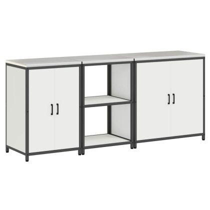 Комплект за кухненско съхранение с рафт Друг 3 pcs Бяло Стомана