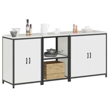 Комплект за кухненско съхранение с рафт Друг 3 pcs Бяло Стомана