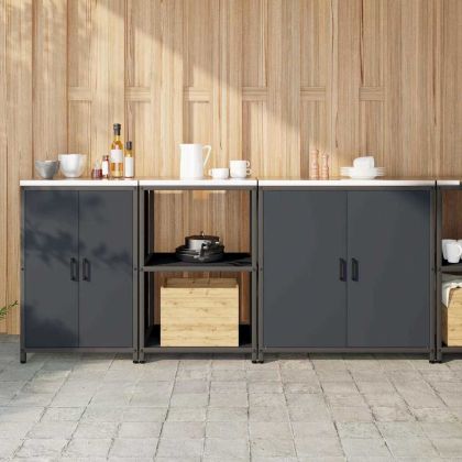 Комплект за кухненско съхранение с рафт 3 pcs Антрацит Стомана