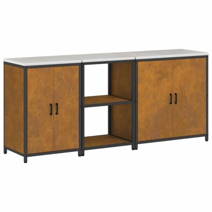 Комплект за кухненско съхранение с рафт 3 pcs Ръждясало Стомана