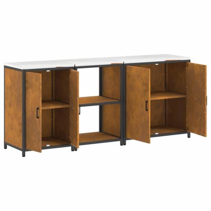 Комплект за кухненско съхранение с рафт 3 pcs Ръждясало Стомана