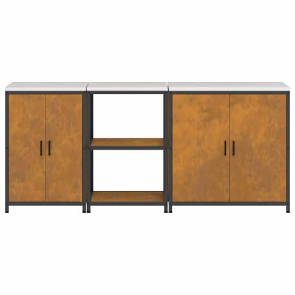 Комплект за кухненско съхранение с рафт 3 pcs Ръждясало Стомана