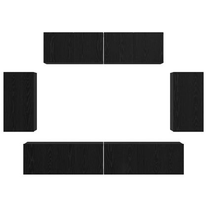 Комплект ТВ шкаф 6 pcs Черния дъб Инженерно дърво