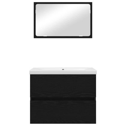 Комплект мебели за баня 3 pcs Черния дъб Инженерно дърво