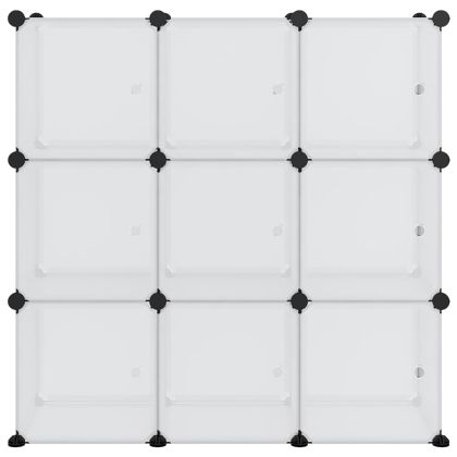 Органайзер за съхранение тип куб с 9 куба и вратички, прозрачен PP