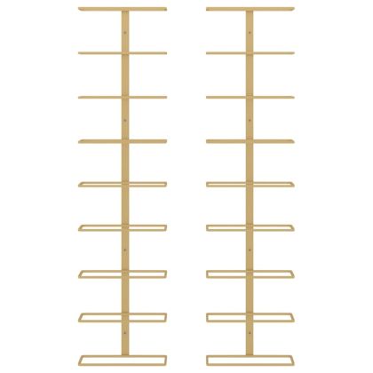 Стойки за вино за 9 бутилки стенен монтаж 2 бр златисти желязо