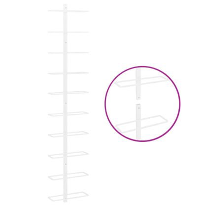 Стойка за вино за 10 бутилки, стенен монтаж, бяла, метал