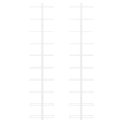 Стойки за вино за 10 бутилки стенен монтаж 2 бр бели метални