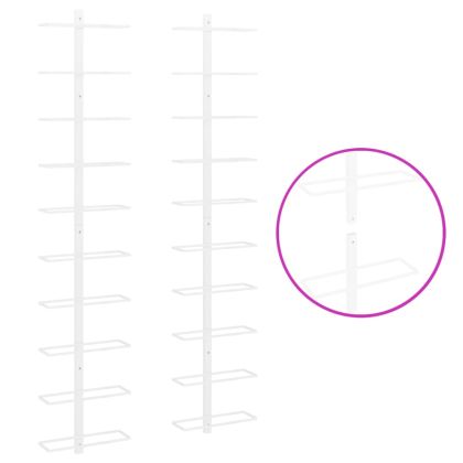 Стойки за вино за 10 бутилки стенен монтаж 2 бр бели метални