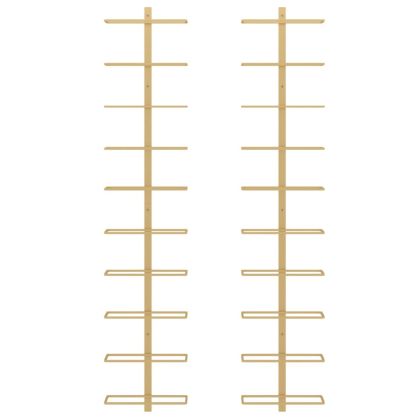 Стенни стойки за вино за 10 бутилки 2 бр златисти метални