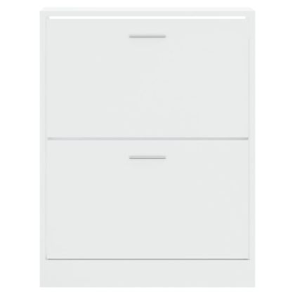 Шкаф за обувки, бял гланц, 63x24x81 см, инженерно дърво