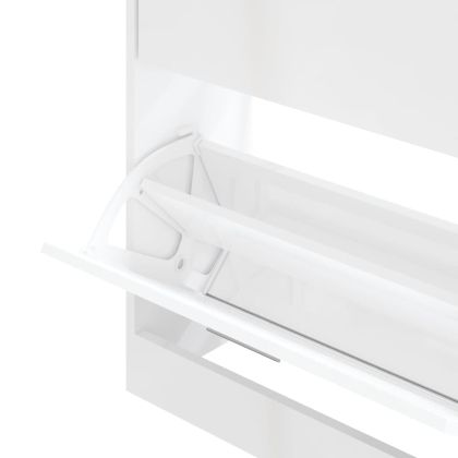 Шкаф за обувки, бял гланц, 63x24x81 см, инженерно дърво