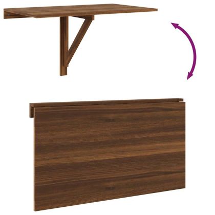 Сгъваема стенна маса кафяв дъб 100x60x56 см инженерно дърво