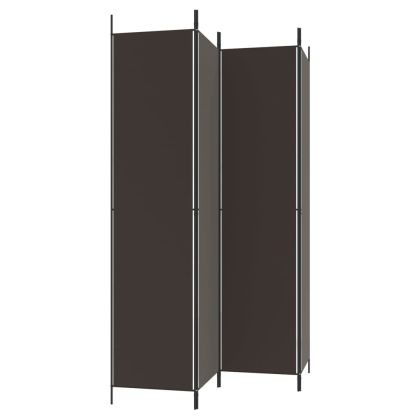 Параван за стая, 4 панела, кафяв, 200x220 cм, плат