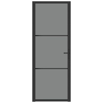 Интериорна врата 76x201,5 см черна ESG стъкло и алуминий