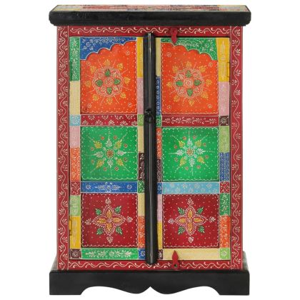 Ръчно декориран бюфет с врати, 53x30x75 см, дърво манго масив