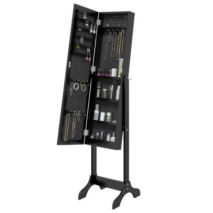 Стоящо огледало, черно, 34x37x146 см