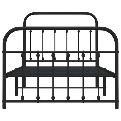 Метална рамка за легло с горна и долна табла, черна, 100x190 см