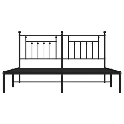 Метална рамка за легло с горна табла, черна, 180x200 см