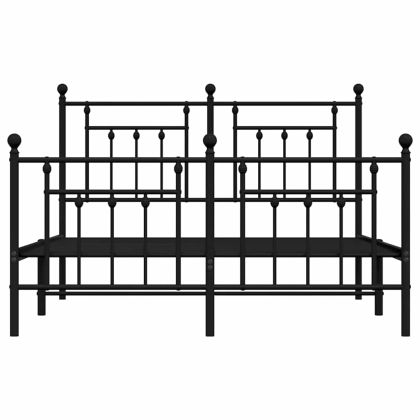 Метална рамка за легло с горна и долна табла, черна, 150x200 см