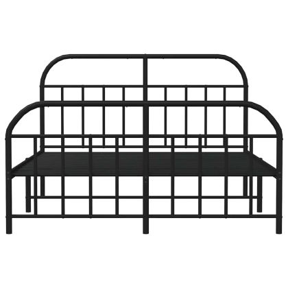 Метална рамка за легло с горна и долна табла, черна, 135x190 см