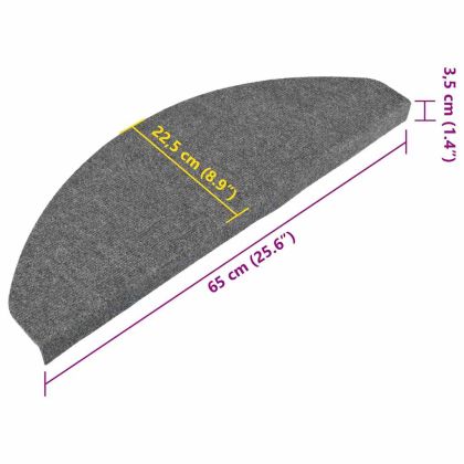 Самозалепващи стелки за стъпала, 10 бр, сиви, 65x22,5x3,5 см