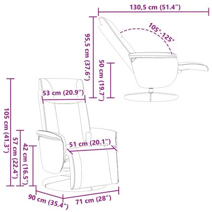 Масажен реклайнер стол с опора за крака, черен, изкуствена кожа
