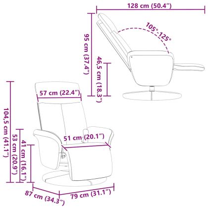 Масажен реклайнер стол с поставка за крака, черен, текстил