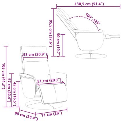 Масажен реклайнер стол с опора за крака, черен, изкуствена кожа