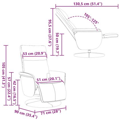 Масажен реклайнер стол с опора за крака, бял, изкуствена кожа