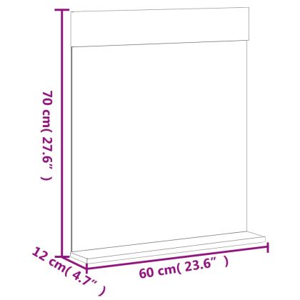 Огледало за баня с рафт "BERG" бяло 60x12x70 см масивно дърво