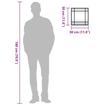 Стенно огледало, черно, 30x30 см, квадратно, желязо