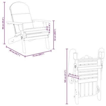 Градински стол Адирондак с възглавници, акациево дърво масив