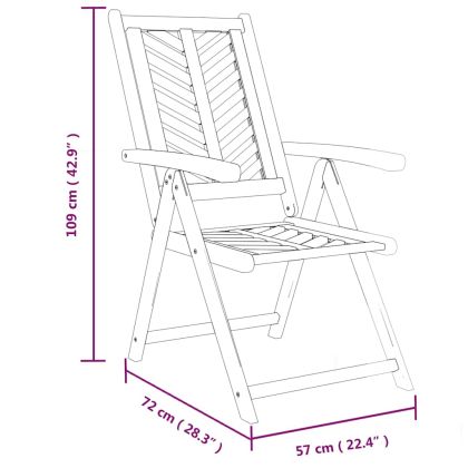 Накланящи се градински столове, 2 бр, акация масив