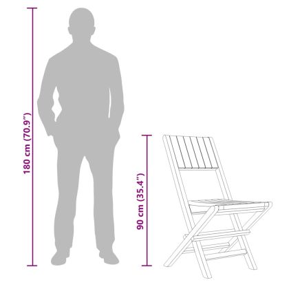 Сгъваеми градински столове, 2 бр, 47x61x90 см, тик масив