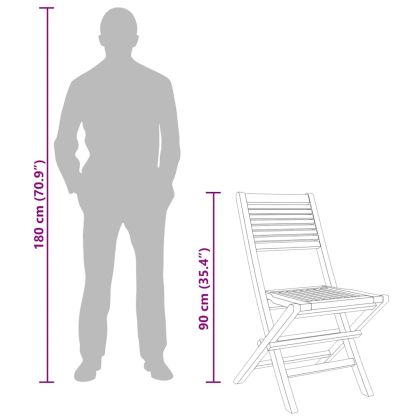 Сгъваеми градински столове, 2 бр, 47x62x90 см, тик масив