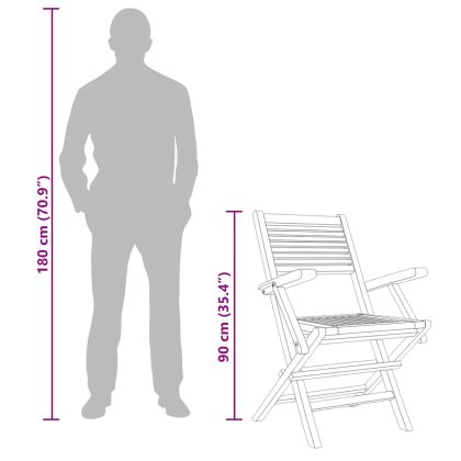 Сгъваеми градински столове, 2 бр, 55x62x90 см, тик масив