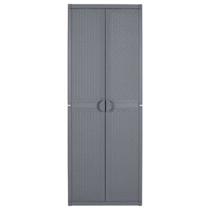 Градински шкаф за съхранение, сив, 65x45x172 см, PP ратан