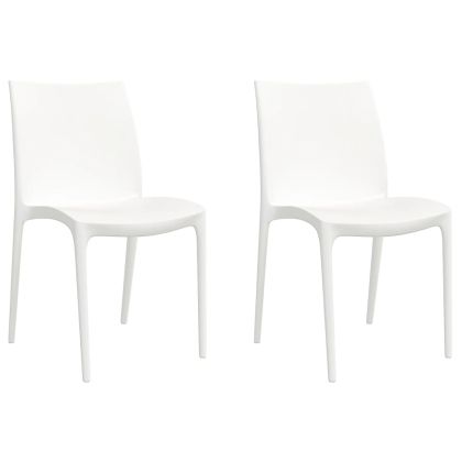 Градински столове, 2 бр, бели, 50x46x80 см, полипропилен