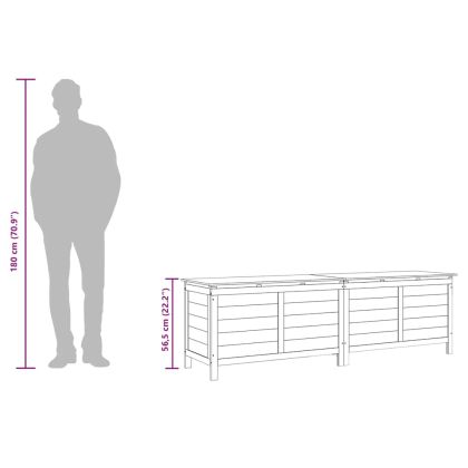 Градинска кутия за съхранение бяла 198,5x50x56,5 см чам масив