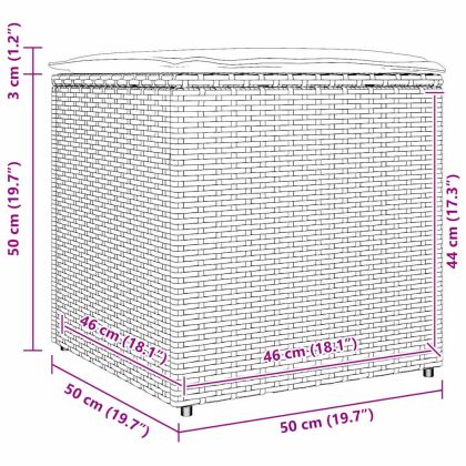 Кутия за възглавници Черно 50 x 50 x 50 cm полиратан