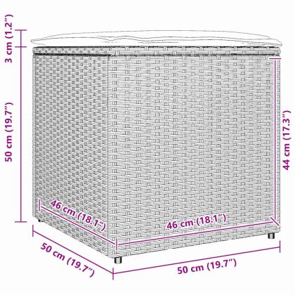 Кутия за възглавници Светлосиво 50 x 50 x 50 cm полиратан