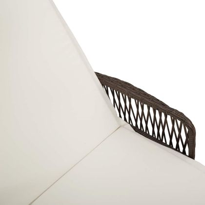 Шезлонг с възглавница 2-човек 2 pcs Кафяво полиратан