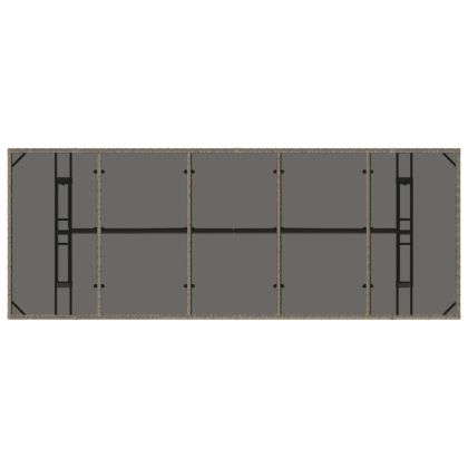 Градинска маса със стъклен плот сива 240x90x75 см полиратан