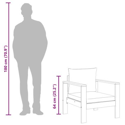 Градински стол с възглавници, акациево дърво масив