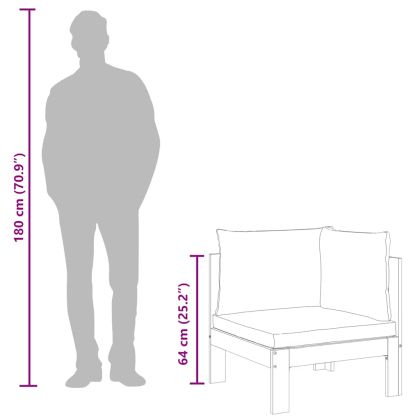 Градински ъглов диван с възглавници, акация масив