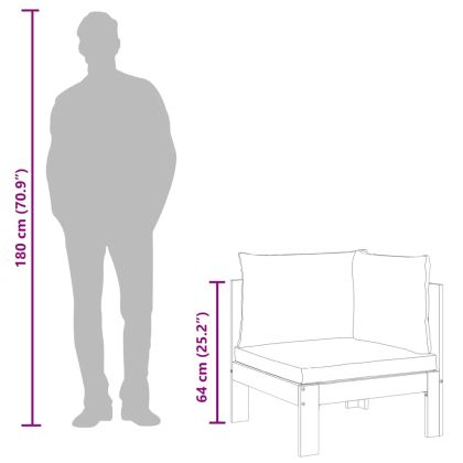 Градински ъглов диван с възглавници, акация масив