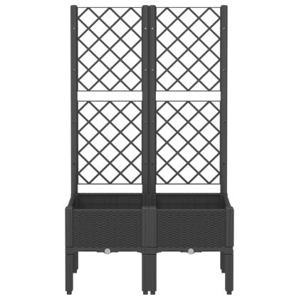 Градински сандък с пергола, черен, 80x40x142 см, PP